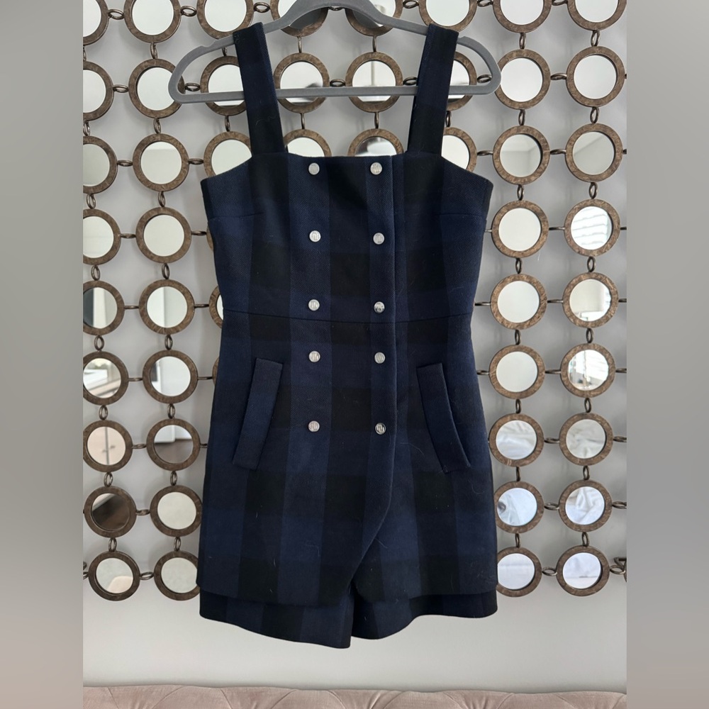 Maje wool plaid skort romper